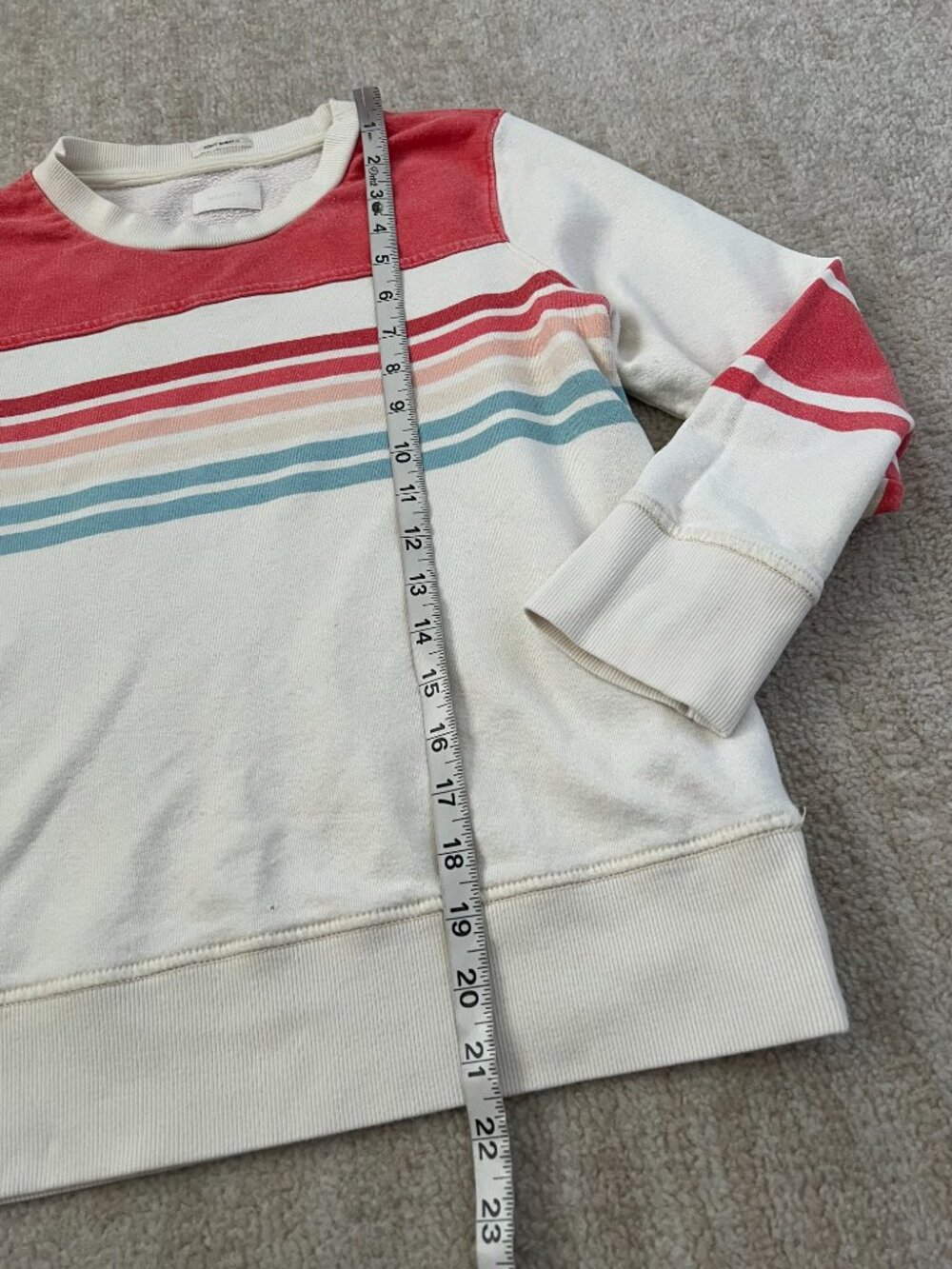 Mother The 1/2 & 1/2 Koozie Stripe Cotton Sweatshirt S - Picture 5 of 14